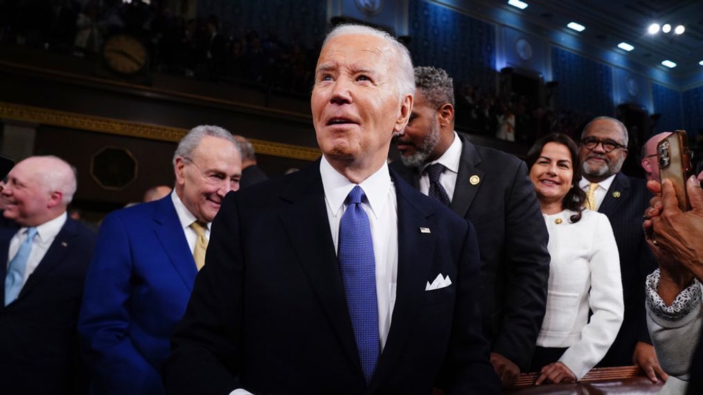 President Joe Biden arrives to deliver the State of the Union address to a joint session of Congress at the Capitol, Thursday, March 7, 2024, in Washington. (Shawn Thew/Pool via AP)