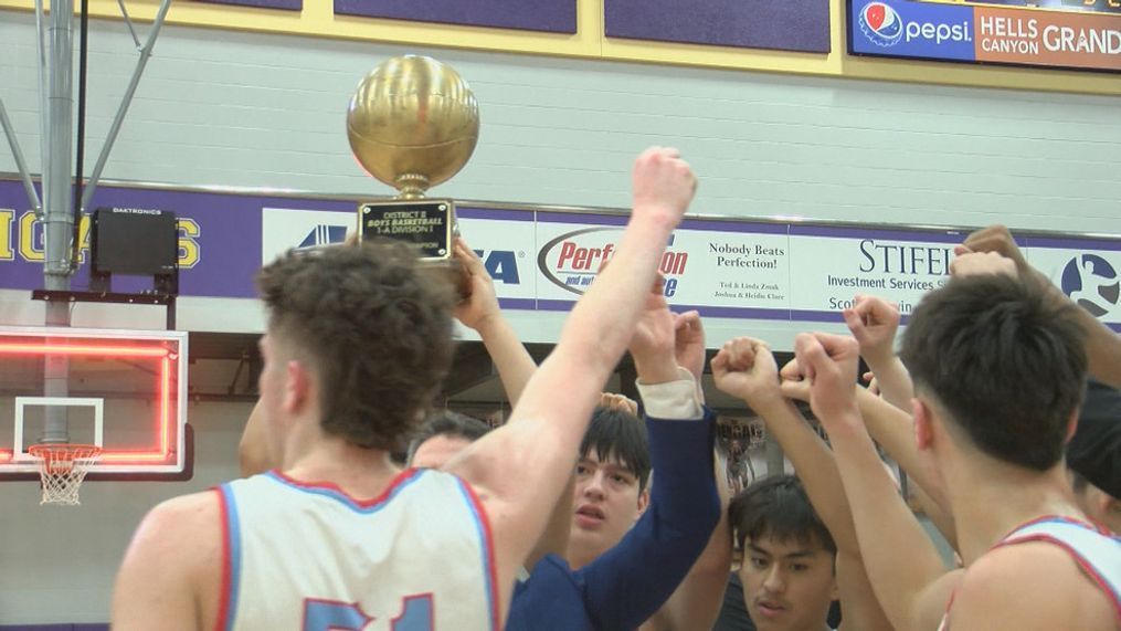 Lapwai holds up the district tournament trophy.{&nbsp;}