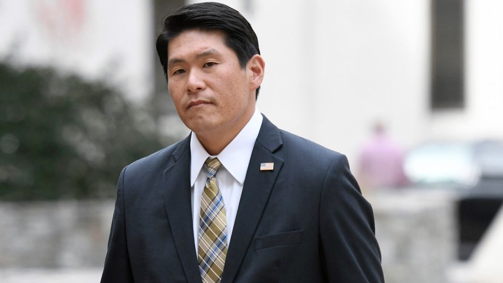 FILE - U.S. Attorney Robert Hur arrives at U.S. District Court in Baltimore on Nov. 21, 2019. (AP Photo/Steve Ruark, File)