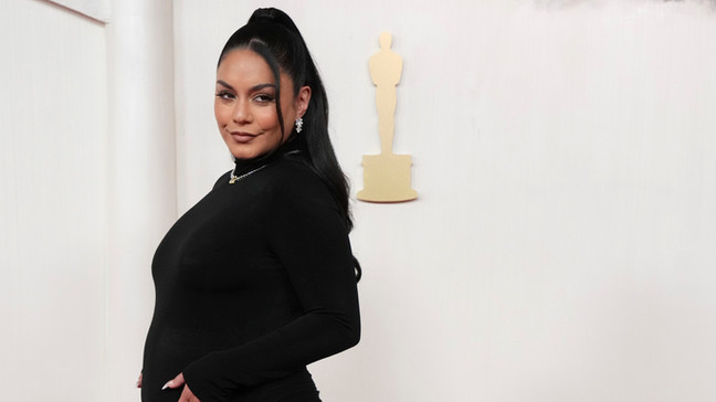 Vanessa Hudgens arrives at the Oscars on Sunday, March 10, 2024, at the Dolby Theatre in Los Angeles. (Photo by Jordan Strauss/Invision/AP)