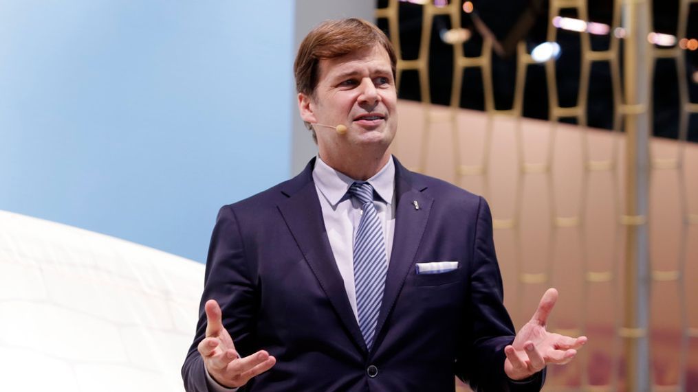 FILE - This March 28, 2018 file photo shows Jim Farley, Jr. during New York International Auto Show.{&nbsp;} (AP Photo/Richard Drew, File)