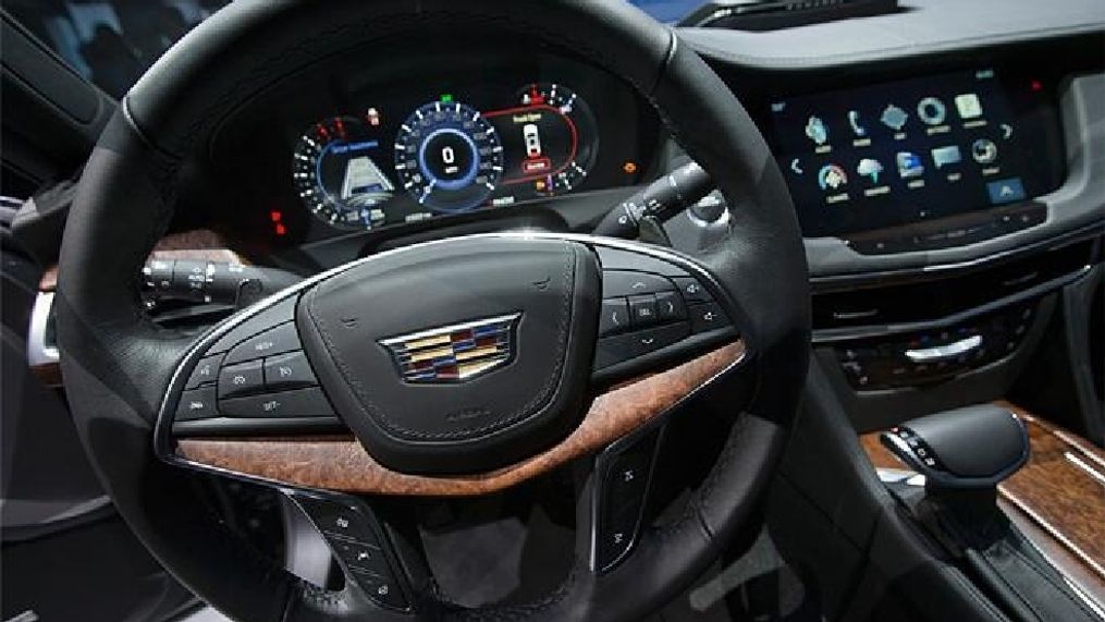 The Cadillac CT6 is shown at the New York International Auto Show event in Duggal Greenhouse, Tuesday, March 31, 2015, in the Brooklyn borough of New York. (AP Photo/John Minchillo)