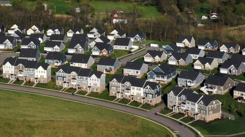 File - Homes in Middlesex Township, Pa., are shown on Apr. 19, 2023. (AP Photo/Gene J. Puskar, File)